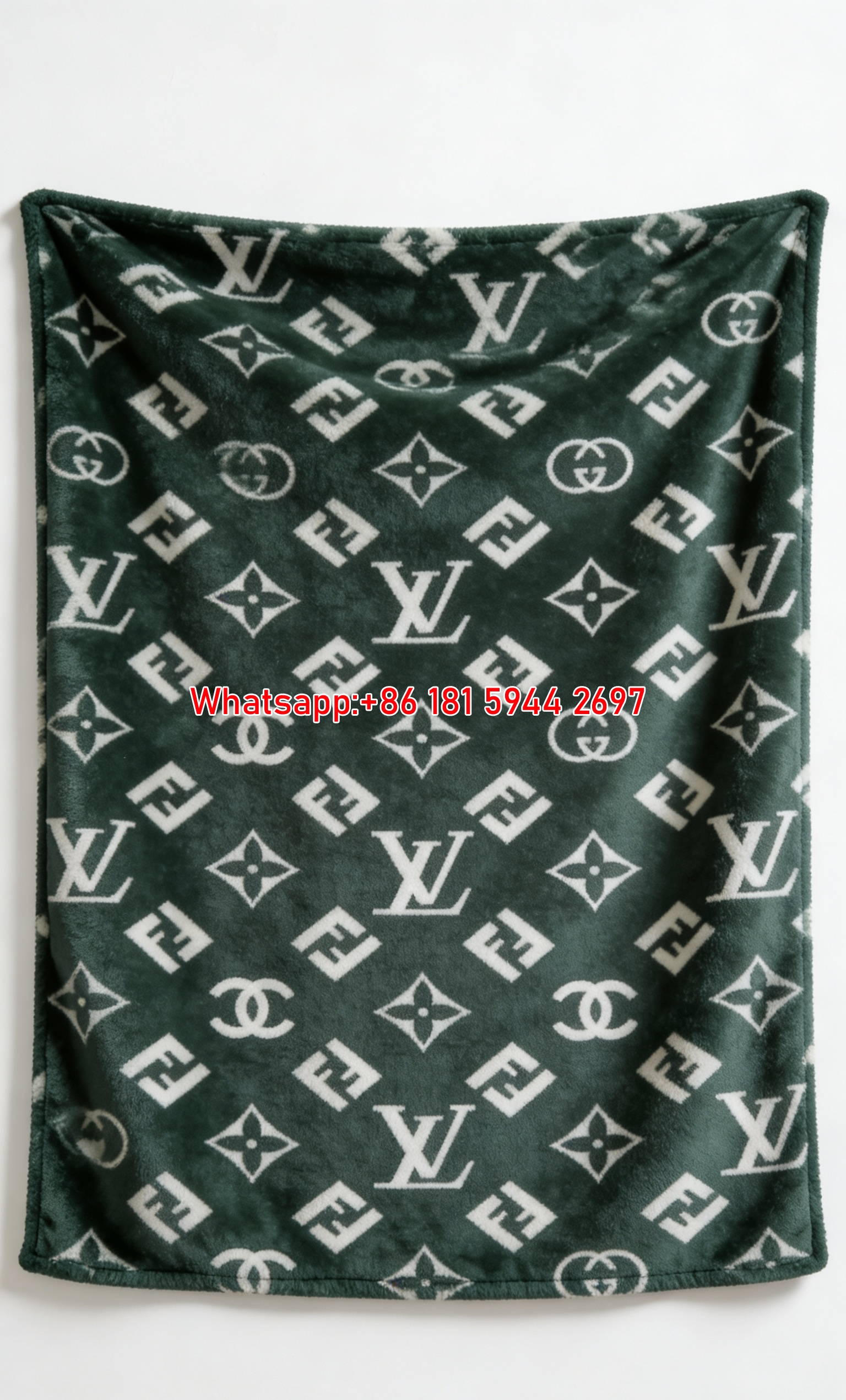 Teal Monogram Mix Blanket Luxury Logo Pattern Throw 192